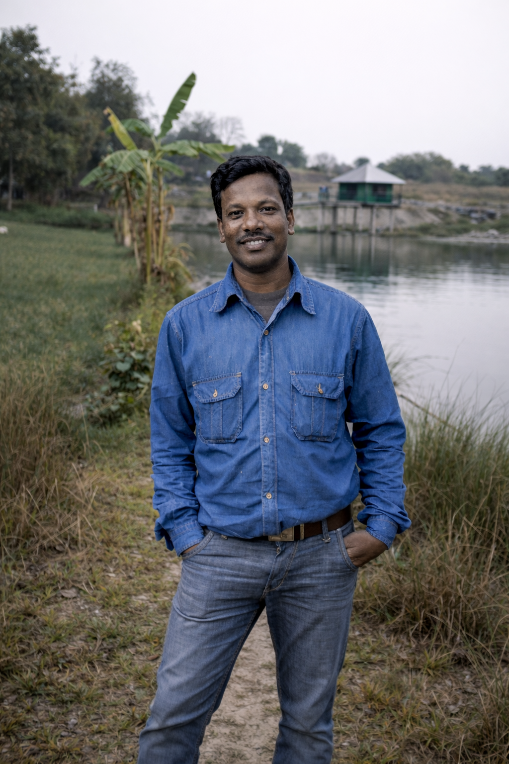 Dr. Chayan Roy at a fisheries site